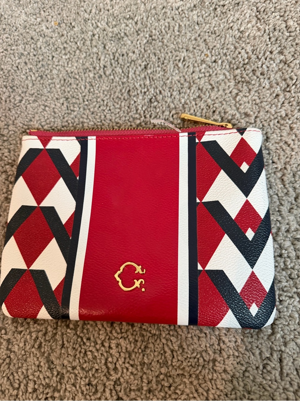 Red Geometric Print Zip Pouch - Picture 2 of 2